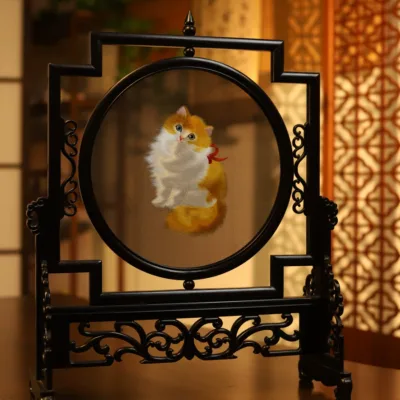 SX015 Su embroidery heterochromatic cat embroidery double-sided different colors