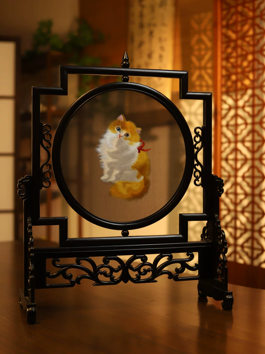 SX015 Su embroidery heterochromatic cat embroidery double-sided different colors