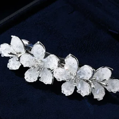 Heritage Silk Flower Hairpin detail view showing natural mulberry silk texture and finish