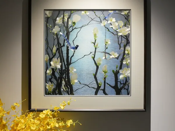 SX018 Magnolia Flower and Bird Handmade Su Embroidery Hanging Painting