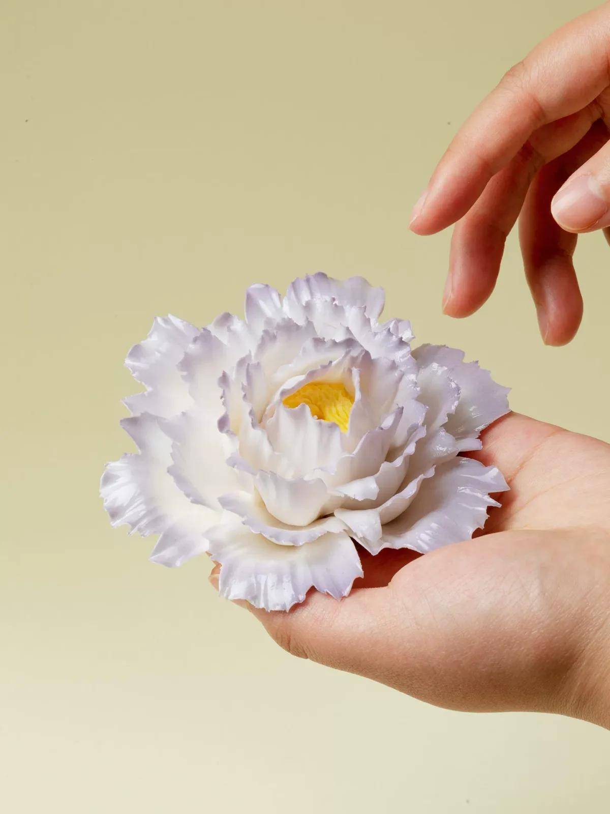 Hand-pinched ceramic peony incense holder