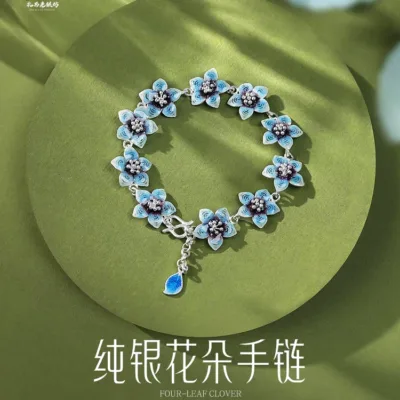 cloisonné - cloisonné enamel - sterling silver bracelet