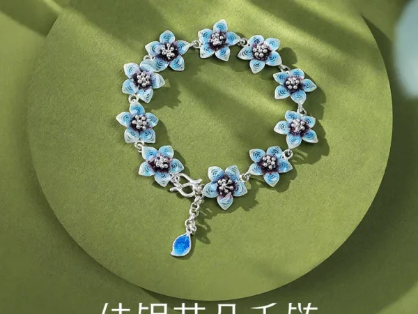 cloisonné - cloisonné enamel - sterling silver bracelet