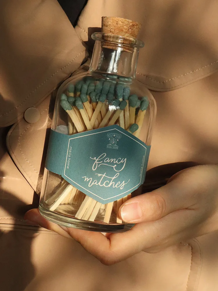 Scented candles are specially lit with matches