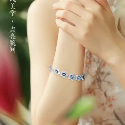 cloisonné - cloisonné enamel - sterling silver bracelet