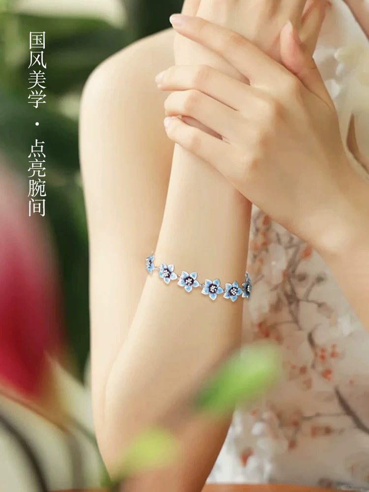 cloisonné - cloisonné enamel - sterling silver bracelet