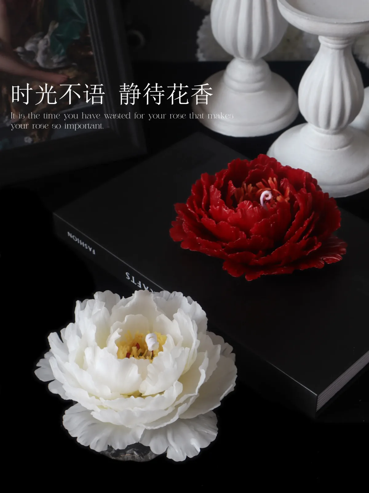 Handmade peony scented candle