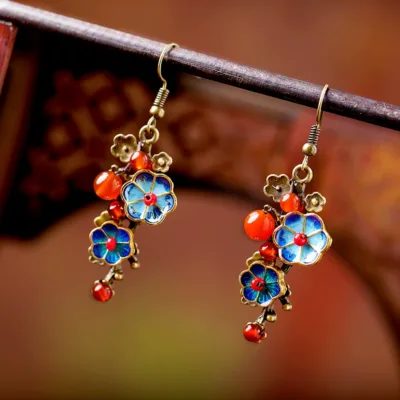Cloisonné agate earrings