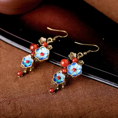 Cloisonné agate earrings