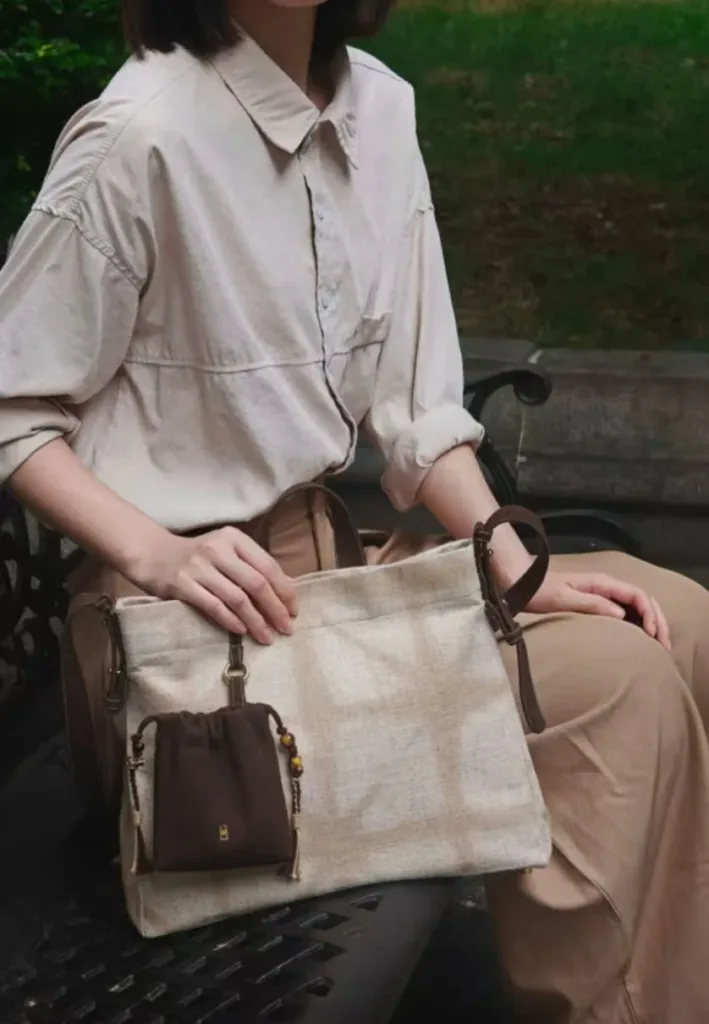 Tea dyeing crossbody bag Amber tea pattern — artisan product image by Ginkgoods