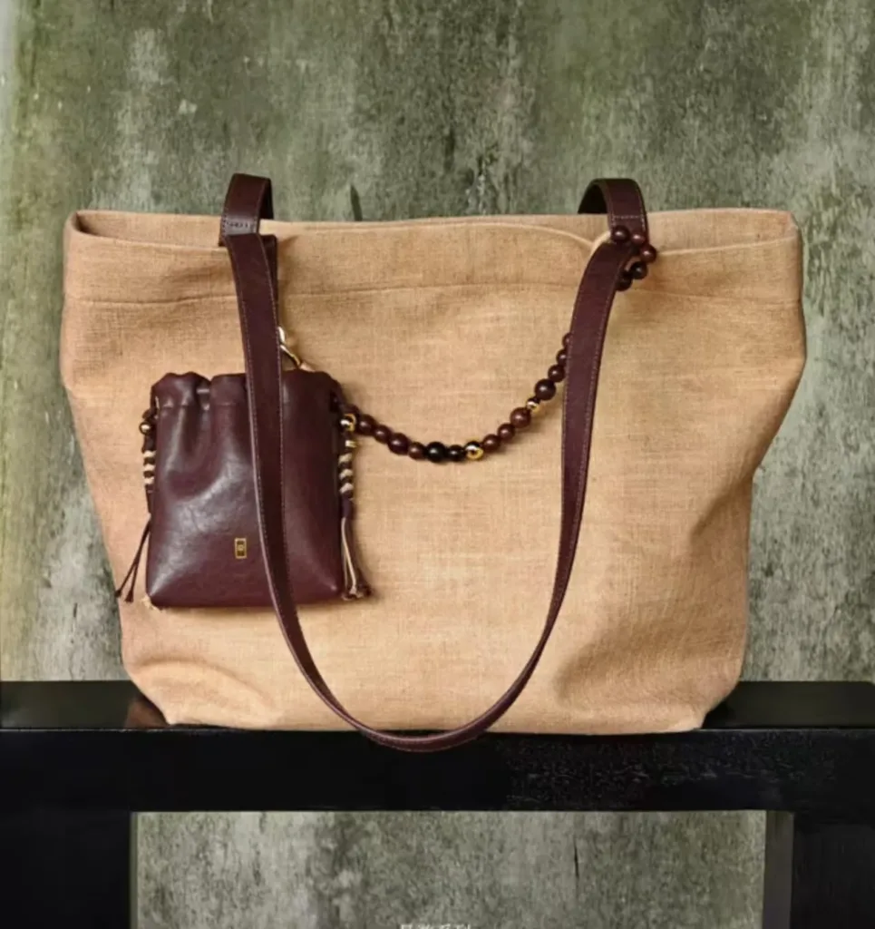 Tea dyeing tote wrapped in red dates and browns — artisan product image by Ginkgoods