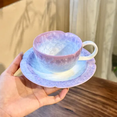 Kiln change crystal glaze gradient purple coffee cup