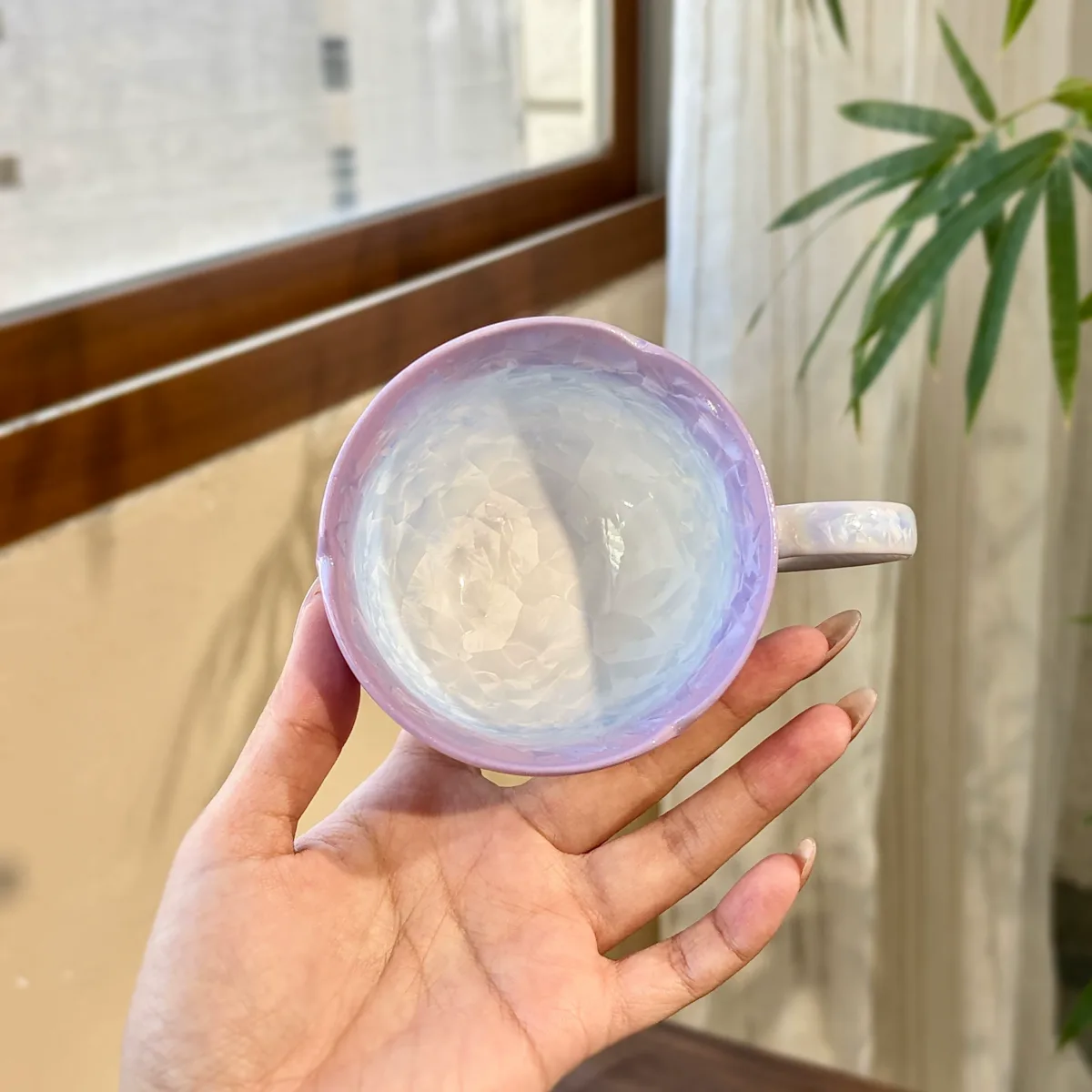 Kiln change crystal glaze gradient purple coffee cup