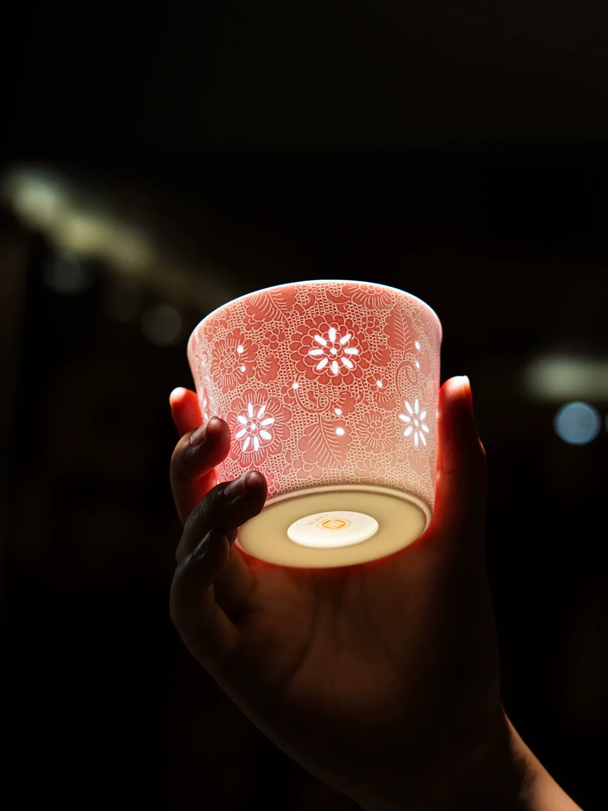 Carved Rice Grain Porcelain Mug
