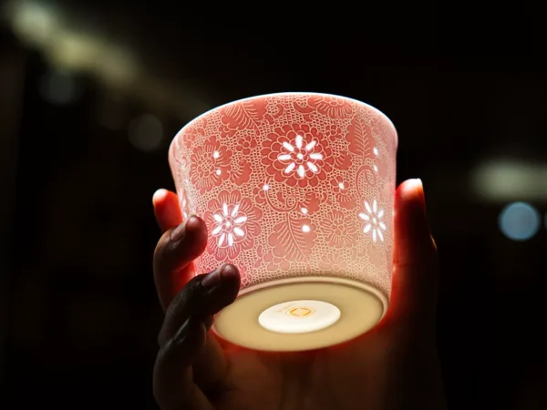 Carved Rice Grain Porcelain Mug