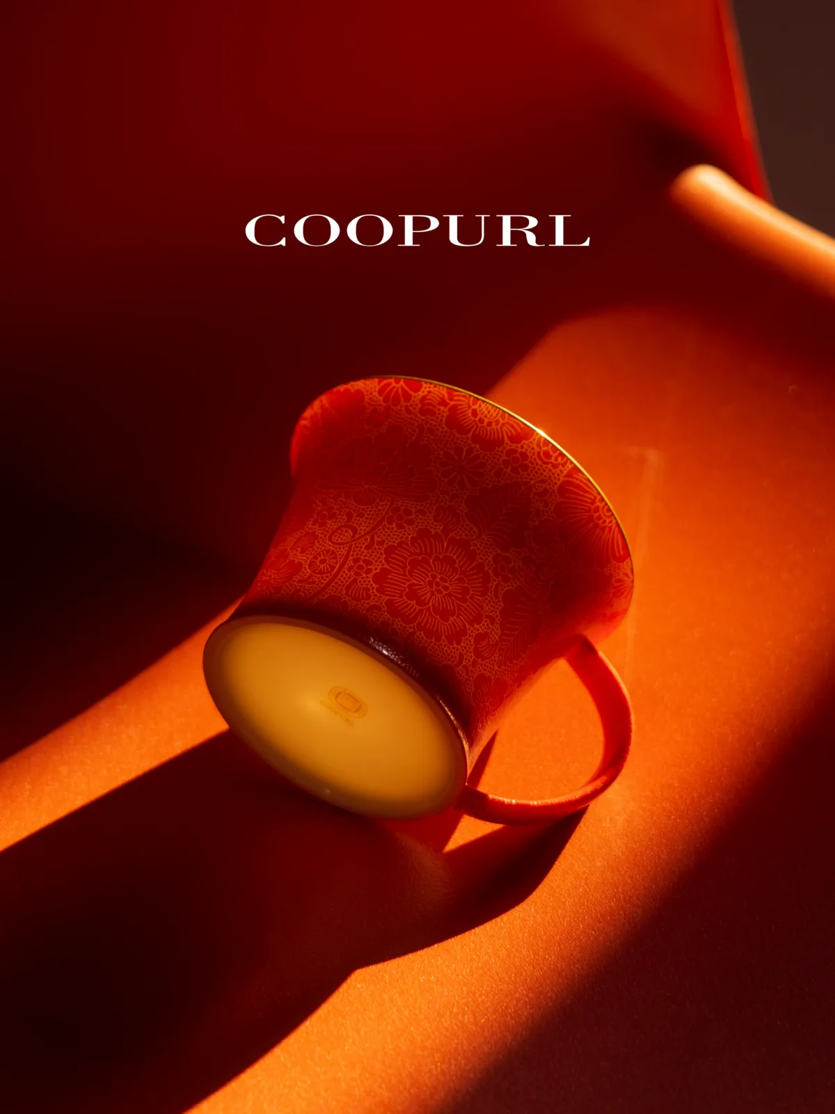 Carved Rice Grain Porcelain Coffee Cup