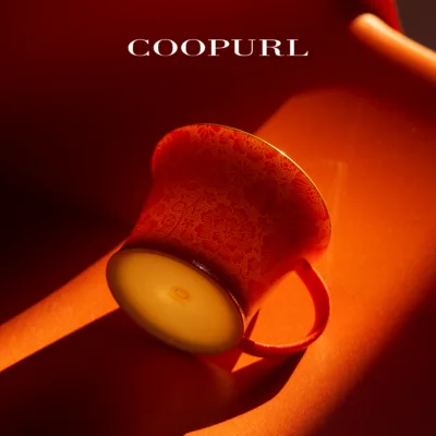 Carved Rice Grain Porcelain Coffee Cup