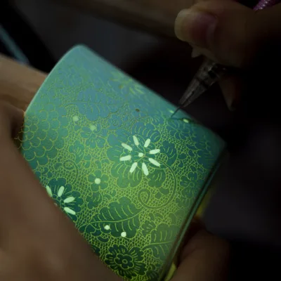 Carved Rice Grain Porcelain Mug