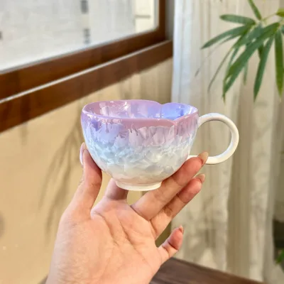 Kiln change crystal glaze gradient purple coffee cup