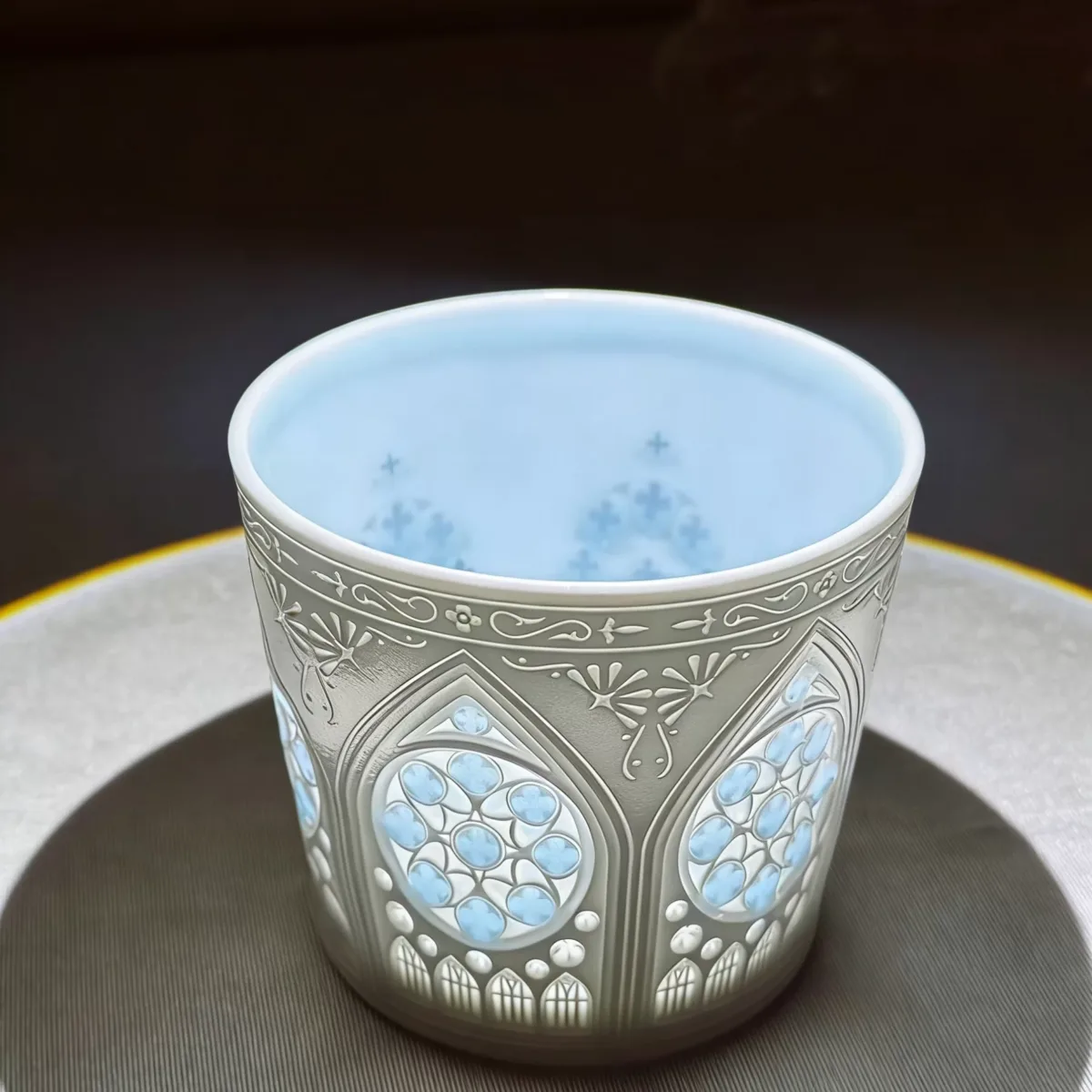Rice-pattern porcelain coffee cup