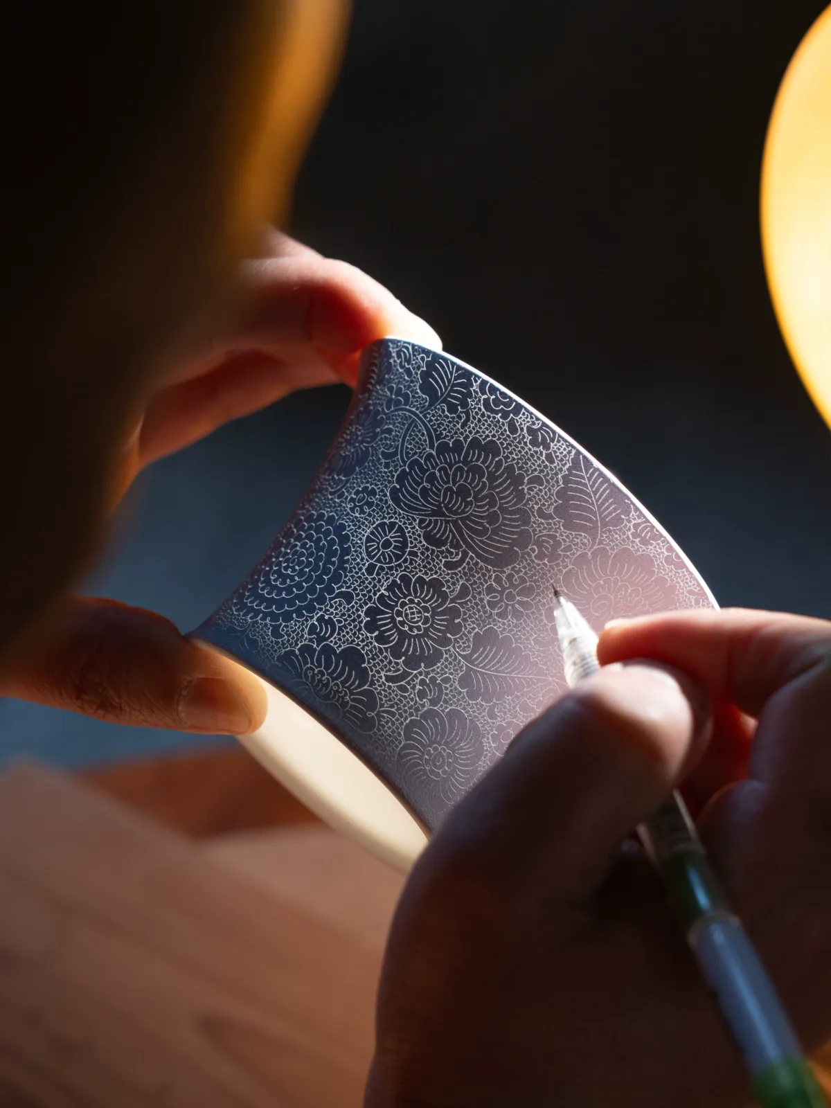 Carved Rice Grain Porcelain Coffee Cup