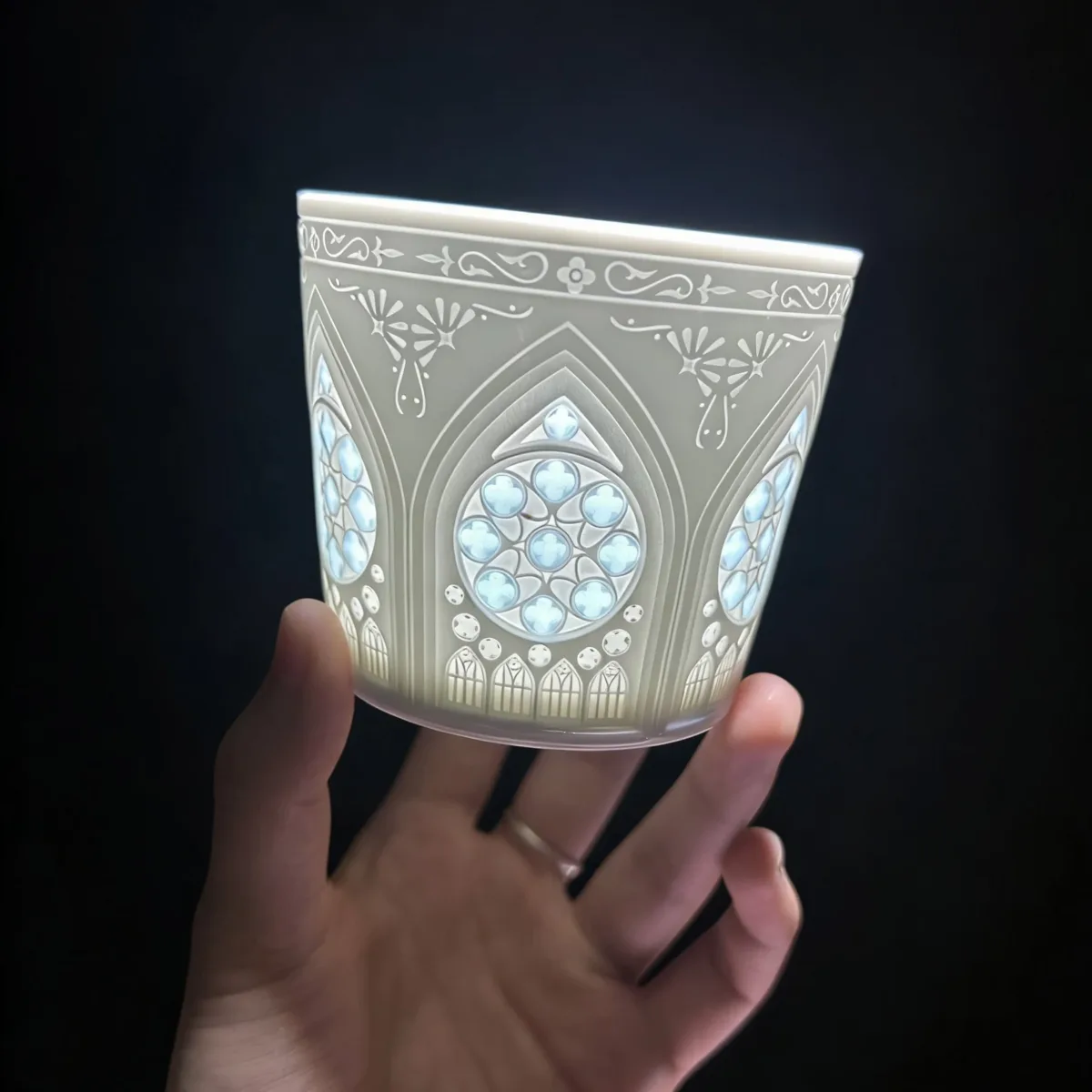 Rice-pattern porcelain coffee cup