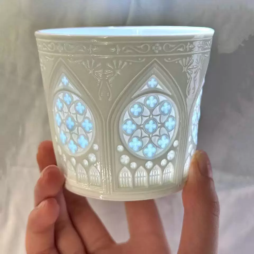 Rice-pattern porcelain coffee cup