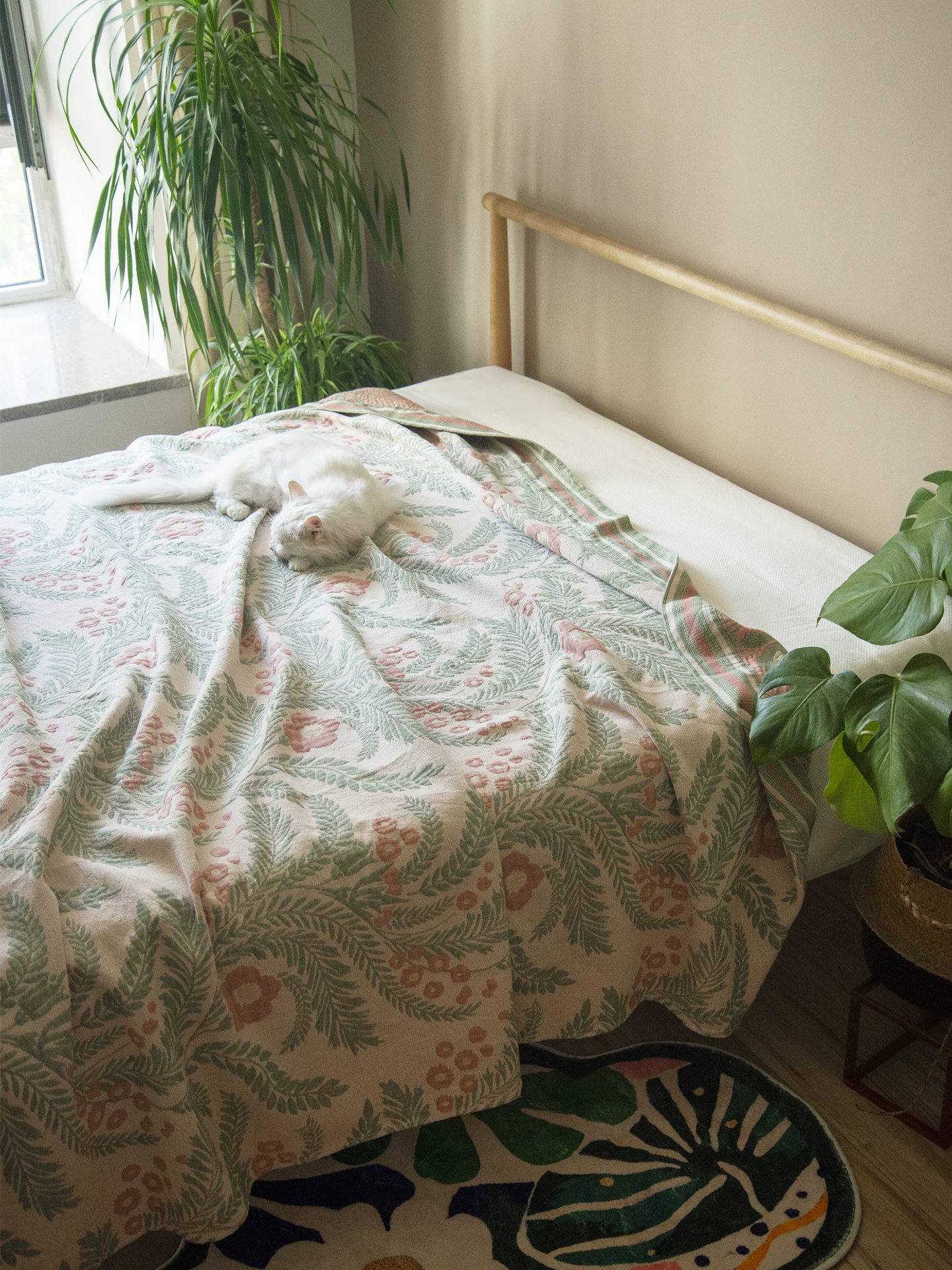 American Country Cotton Throw Blanket detail showing textile texture and decorative use