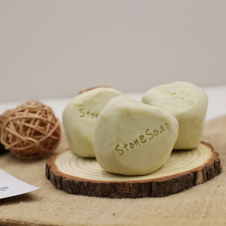 Peony and silk protein hand-milled soap guide showing refined handmade soap texture