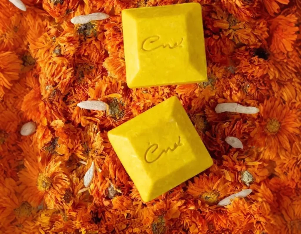 Calendula & Ophiopogon Amino Shampoo Bar for Color-Treated Hair showing handmade cleansing bar detail