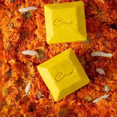 Calendula & Ophiopogon Amino Shampoo Bar for Color-Treated Hair showing handmade cleansing bar detail