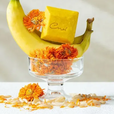 Calendula & Ophiopogon Amino Shampoo Bar for Color-Treated Hair showing handmade cleansing bar detail