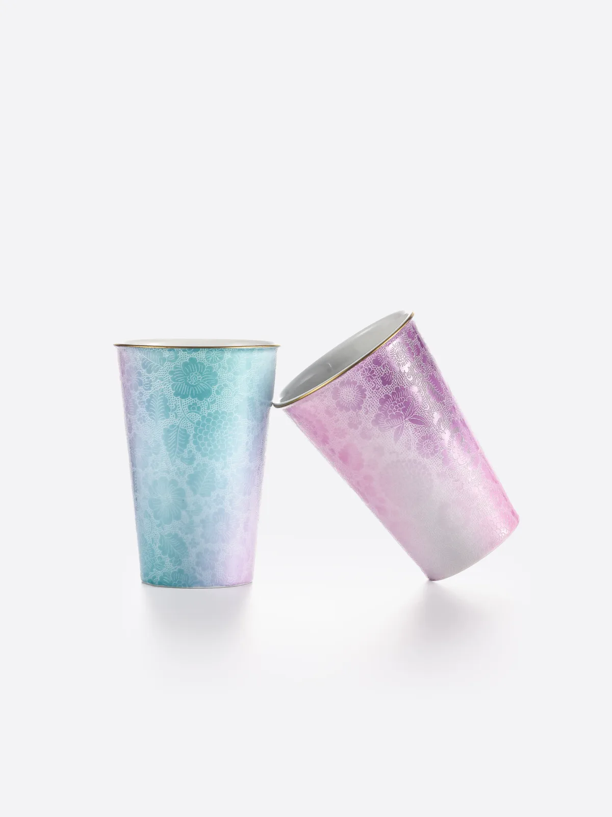 Carved Ceramic Tumbler Mug showing carved relief ceramic surface texture