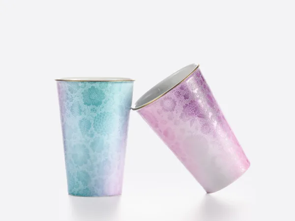 Carved Ceramic Tumbler Mug showing carved relief ceramic surface texture