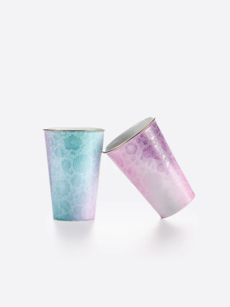 Carved Ceramic Tumbler Mug showing carved relief ceramic surface texture