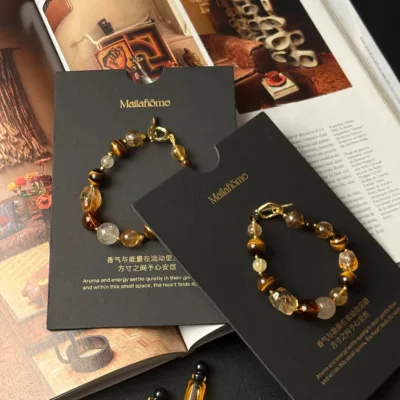 Citrine crystal bracelet detail showing wearable essential oil diffuser design for daily rituals