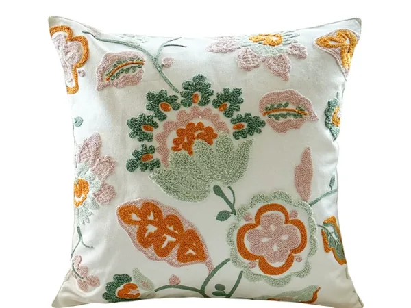 Cotton Embroidered Throw Pillow artisan product detail by Ginkgoods