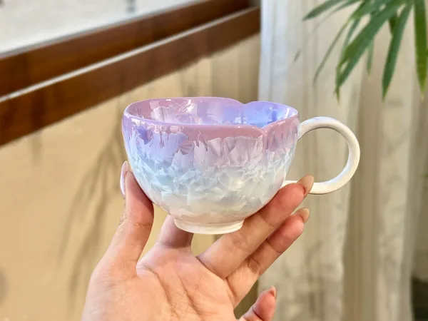 Crystalline Glaze Ceramic Coffee Mug showing crystalline glaze ceramic firing effect