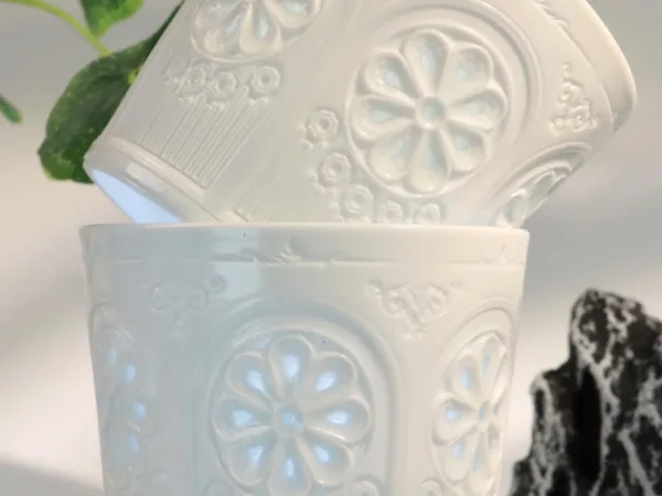 Floral Shadow Relief Ceramic Coffee Mug - handcrafted ceramic coffee mug by Ginkgoods