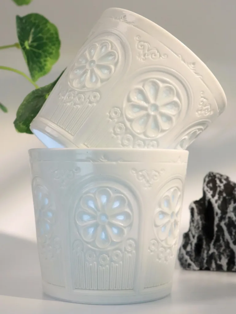 Floral Shadow Relief Ceramic Coffee Mug - handcrafted ceramic coffee mug by Ginkgoods