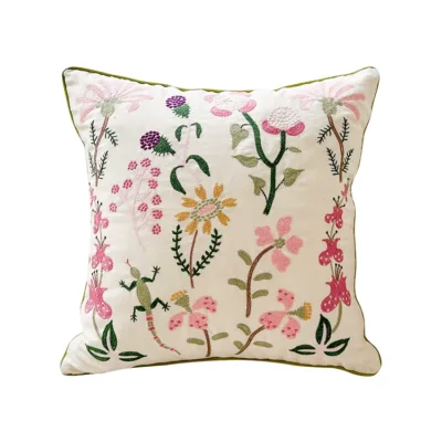 French Embroidered Throw Pillow artisan product detail by Ginkgoods