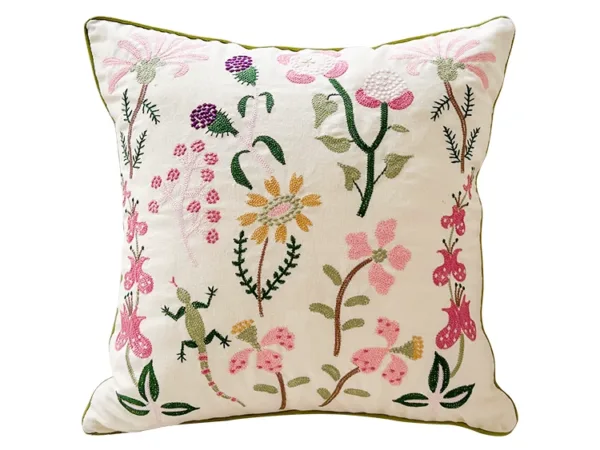 French Embroidered Throw Pillow artisan product detail by Ginkgoods