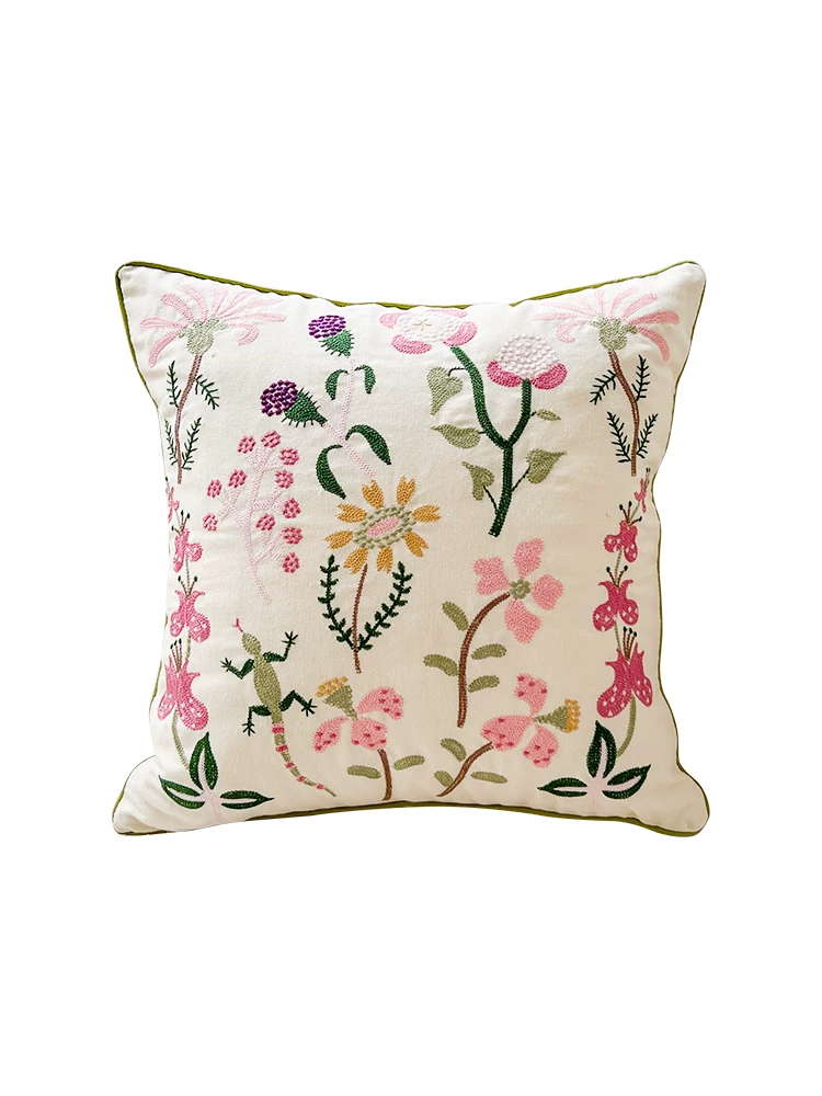 French Embroidered Throw Pillow artisan product detail by Ginkgoods