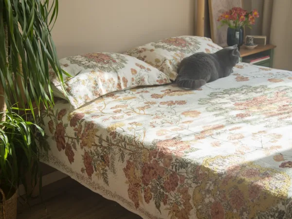 French Manor Cotton Blanket Set for warm artisan home decor styling