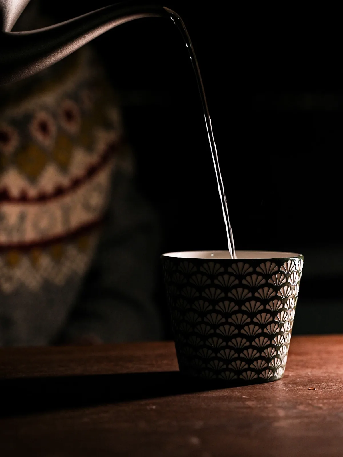 Ginkgo Relief Ceramic Coffee Mug showing carved relief ceramic surface texture