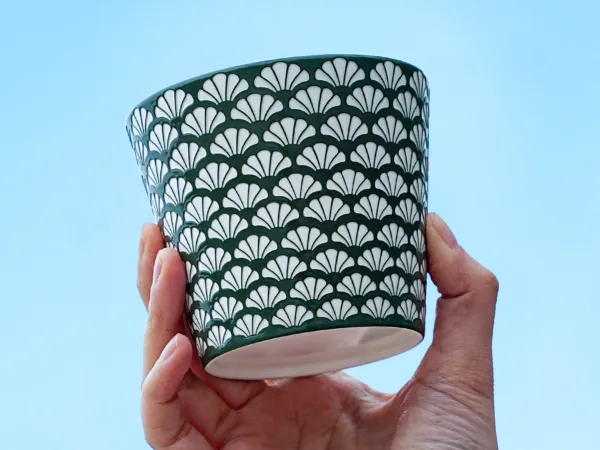 Ginkgo Relief Ceramic Coffee Mug showing carved relief ceramic surface texture