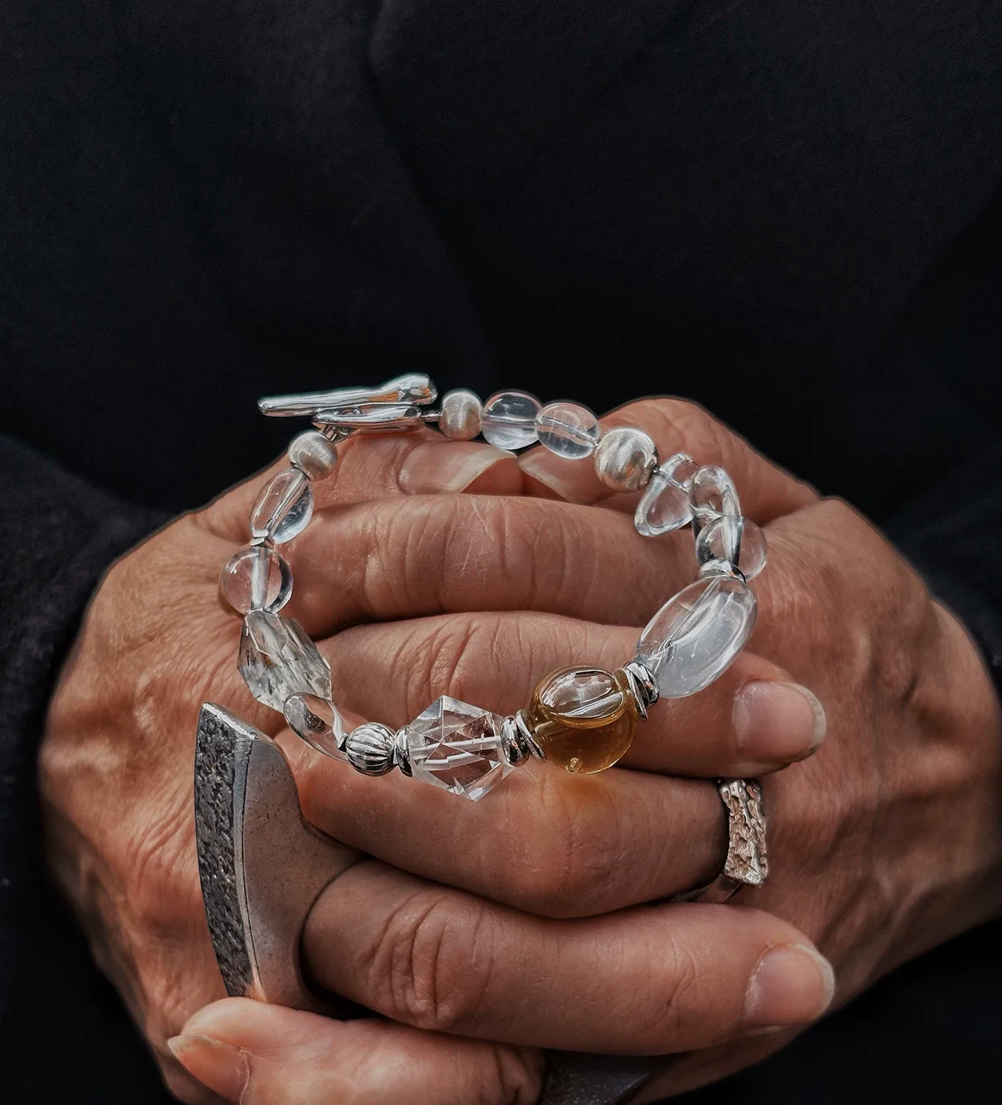 White Crystal Essential Oil Bracelet for Guardian Energy hero image