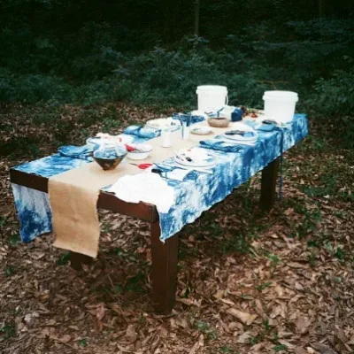 Hand-Dyed Botanical Tablecloth - hand-dyed botanical tablecloth by Ginkgoods image 2