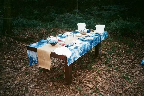 Hand-Dyed Botanical Tablecloth - hand-dyed botanical tablecloth by Ginkgoods image 2