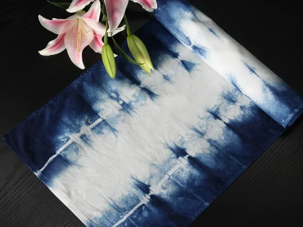 Hand-Dyed Indigo Cotton Table Runner - artisan textile table runner by Ginkgoods